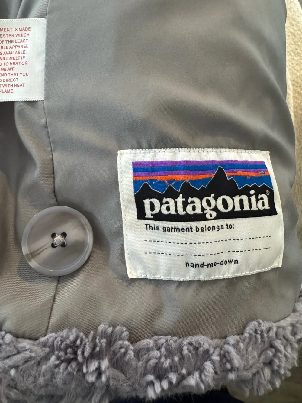 Patagonia Kids' Gray Fuzzy Jacket Size Small/8